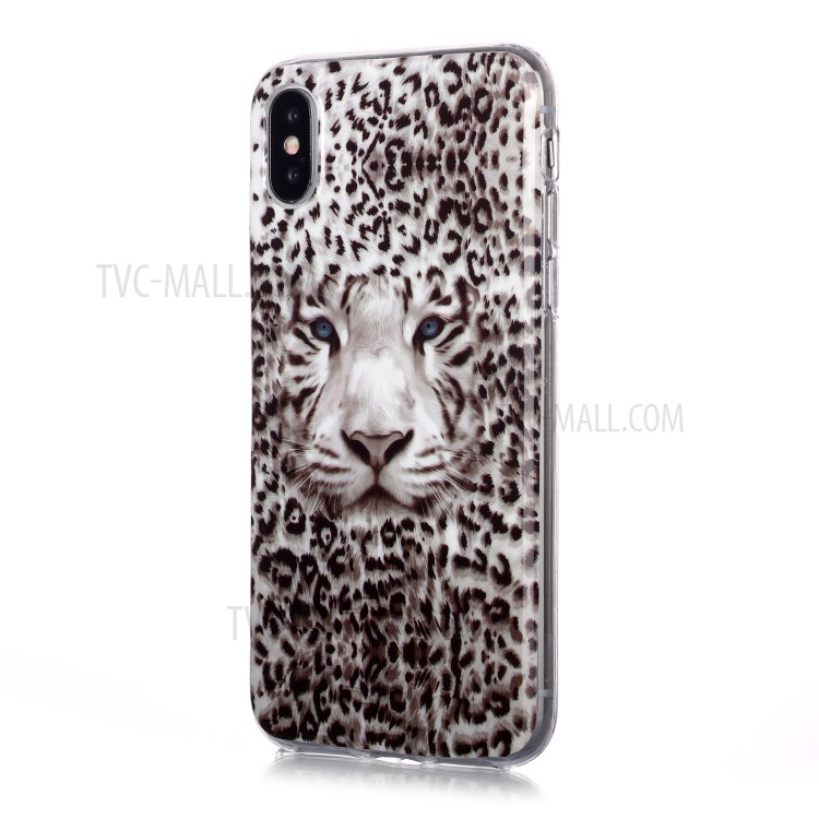 Noctilucent TPU IMD Patterned Protection Phone Case for iPhone X/XS - Leopard-2