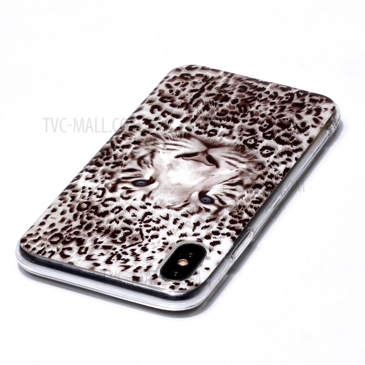 Noctilucent TPU IMD Patterned Protection Phone Case for iPhone X/XS - Leopard-3