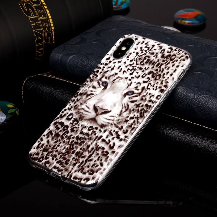 Noctilucent TPU IMD Patterned Protection Phone Case for iPhone X/XS - Leopard-4