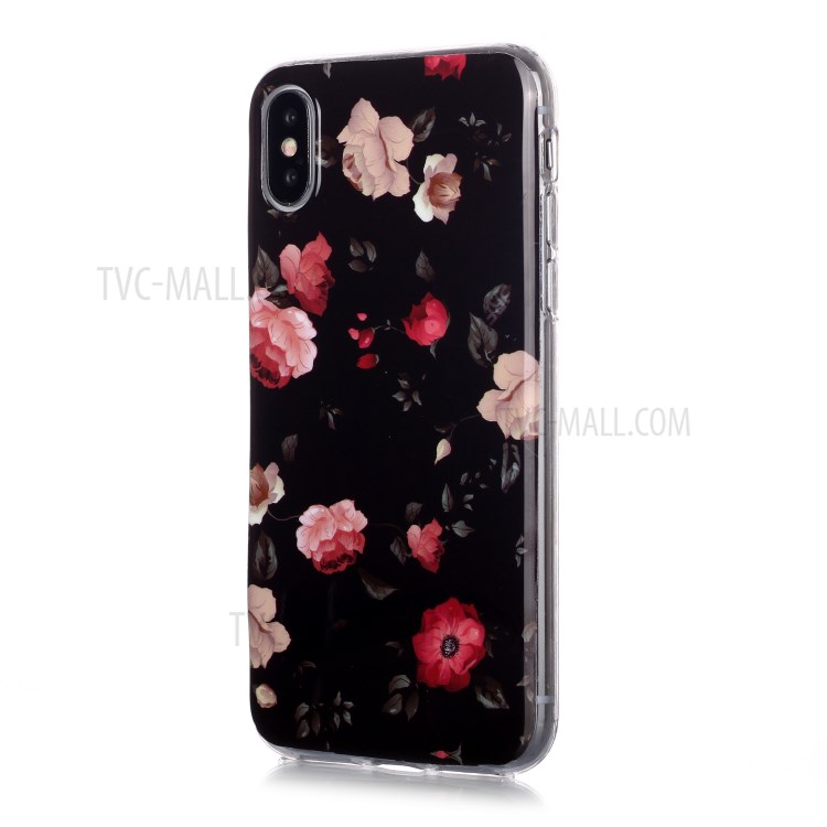 Noctilucent TPU IMD Patterned Protection Phone Case for iPhone X/XS - Flowers-2