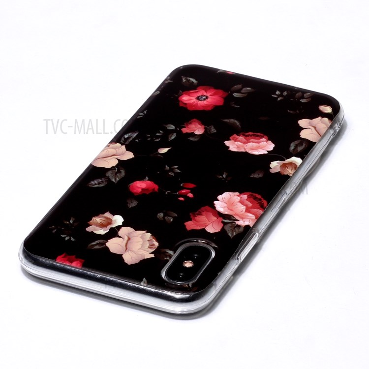 Noctilucent TPU IMD Patterned Protection Phone Case for iPhone X/XS - Flowers-3