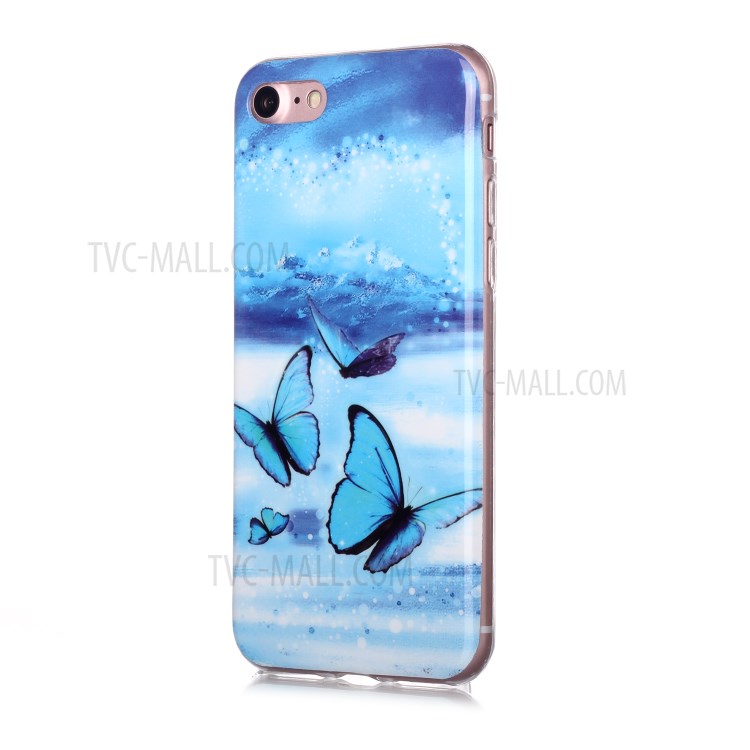 Noctilucent Patterned IMD TPU Phone Case for iPhone 6s/6 - Blue Butterfly-2