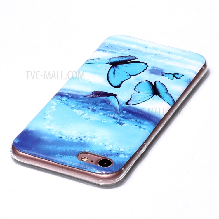 Noctilucent Patterned IMD TPU Phone Case for iPhone 6s/6 - Blue Butterfly-3