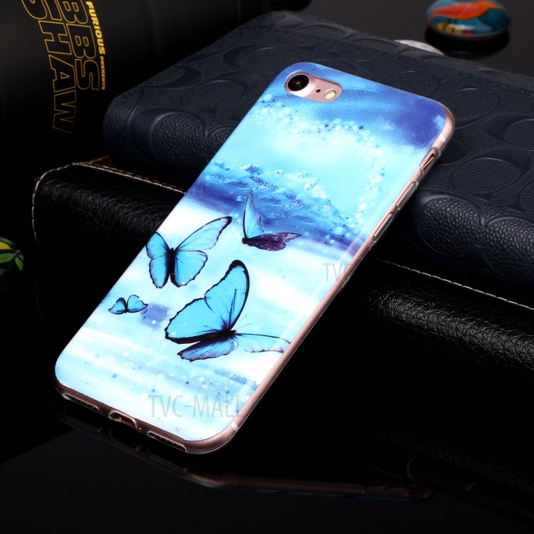 Noctilucent Patterned IMD TPU Phone Case for iPhone 6s/6 - Blue Butterfly-4