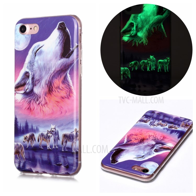 Noctilucent Patterned IMD TPU Phone Case for iPhone 6s/6 - Howling Wolf-1