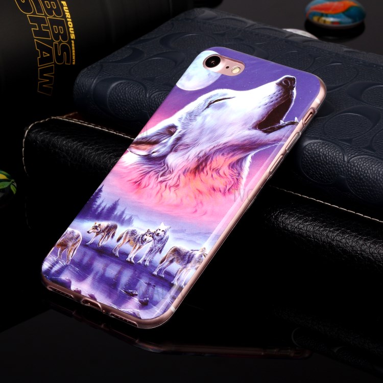 Noctilucent Patterned IMD TPU Phone Case for iPhone 6s/6 - Howling Wolf-4