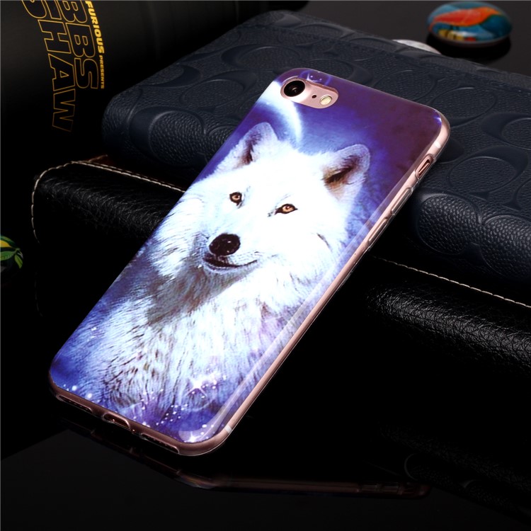 imd estampado tpu luminoso capa para iphone 7 / 8 / se (2020) / se (2022) 4,7 polegadas - cão