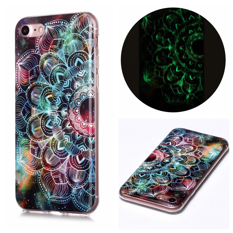 IMD Patterned TPU Luminous Phone Case for iPhone SE (2nd Generation)/8/7 - Mandala Flower-1