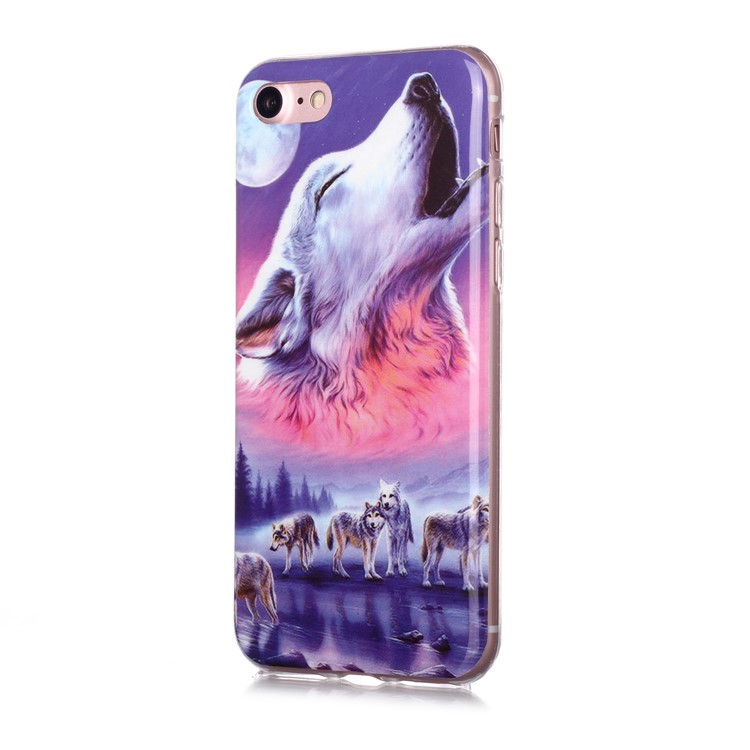 IMD Patterned TPU Luminous Phone Case for iPhone SE (2nd Generation)/8/7 - Howling Wolf-2