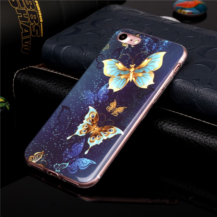 imd estampado de teléfono luminoso tpu para iphone 7 / 8 / se (2020) / se (2022) 4.7 pulgadas - bonita mariposa-4