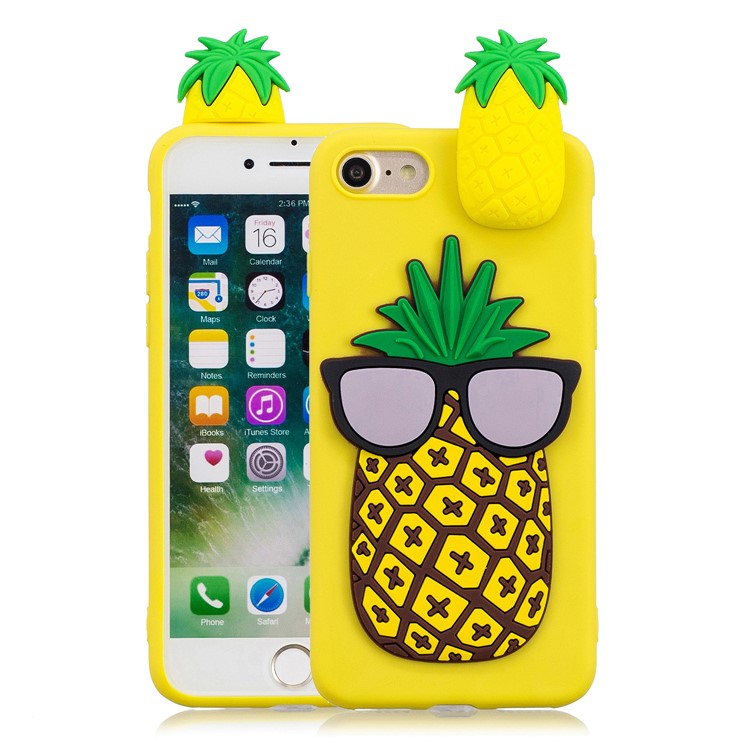 3D Doll Decor Soft TPU Phone Back Shell for iPhone SE (2nd Generation)/iPhone 8/iPhone 7 - Pineapple-1