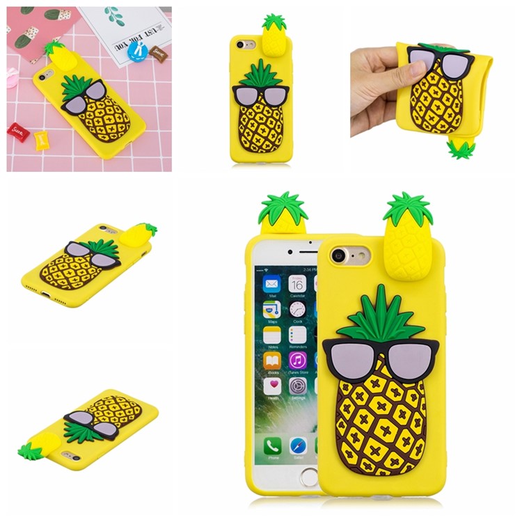 3D Doll Decor Soft TPU Phone Back Shell for iPhone SE (2nd Generation)/iPhone 8/iPhone 7 - Pineapple-7