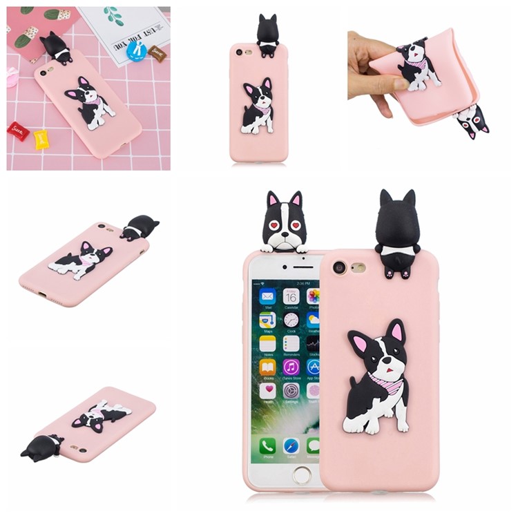 3D Doll Decor Soft TPU Phone Back Shell for iPhone SE (2nd Generation)/iPhone 8/iPhone 7 - Dog-7
