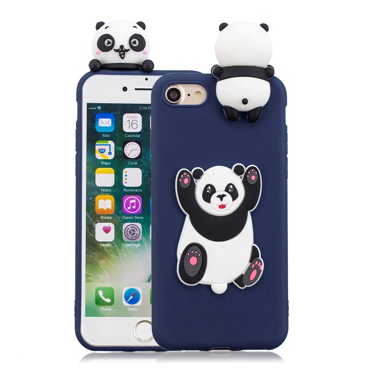 3D Doll Decor Soft TPU Phone Back Shell for iPhone SE (2nd Generation)/iPhone 8/iPhone 7 - Giant Panda-1