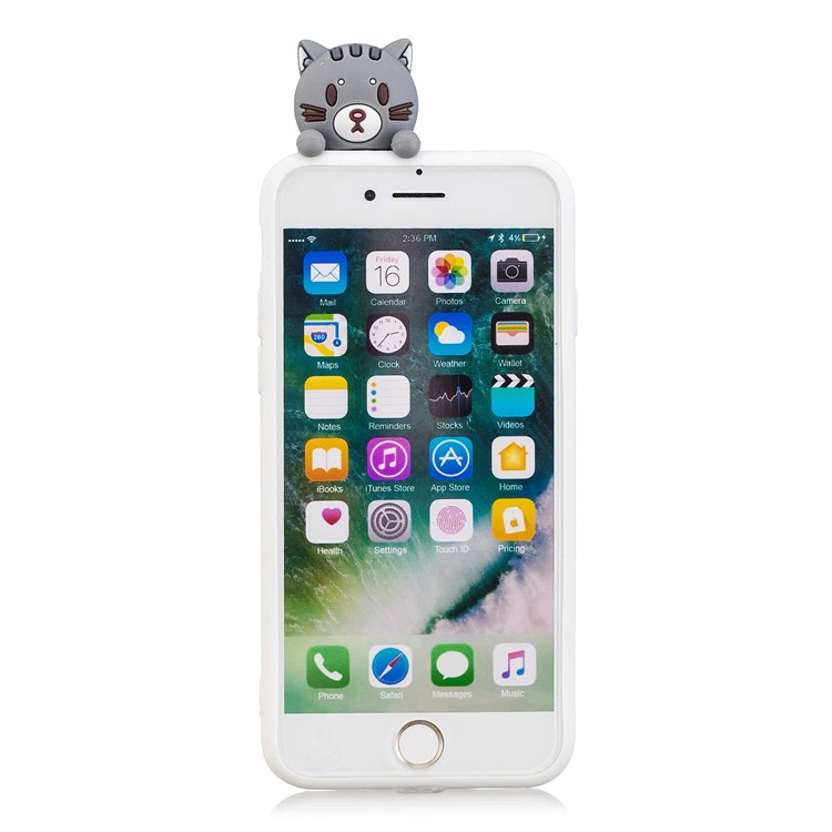 3D Doll Decor Soft TPU Phone Back Shell for iPhone SE (2nd Generation)/iPhone 8/iPhone 7 - Cat-3