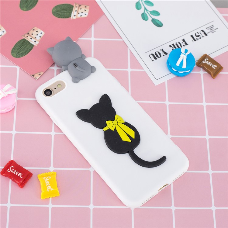 3D Doll Decor Soft TPU Phone Back Shell for iPhone SE (2nd Generation)/iPhone 8/iPhone 7 - Cat-8