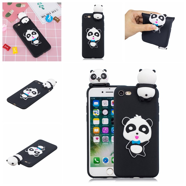 3D Doll Decor Soft TPU Phone Back Shell for iPhone SE (2nd Generation)/iPhone 8/iPhone 7 - Boy Panda-7