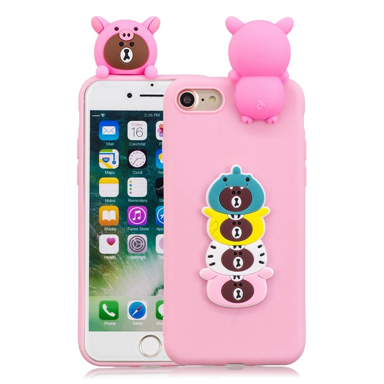 3D Doll Decor Soft TPU Phone Back Shell for iPhone SE (2nd Generation)/iPhone 8/iPhone 7 - Bears-1