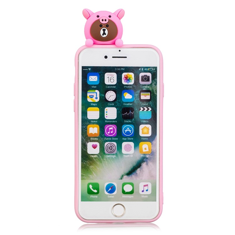 3D Doll Decor Soft TPU Phone Back Shell for iPhone SE (2nd Generation)/iPhone 8/iPhone 7 - Bears-3