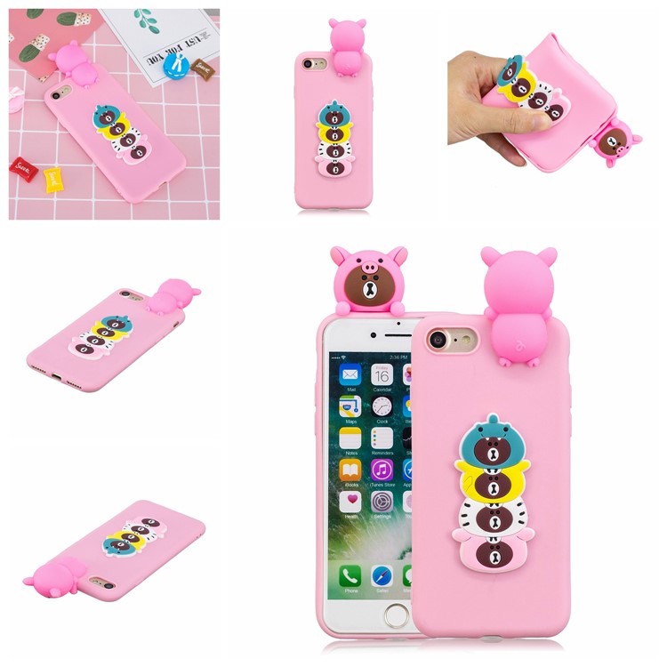3D Doll Decor Soft TPU Phone Back Shell for iPhone SE (2nd Generation)/iPhone 8/iPhone 7 - Bears-7