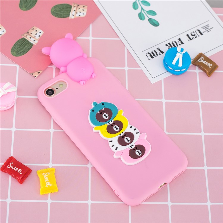 3d doll decor soft tpu телефон обратно оболочке для iphone 7 / 8 / se (2020) / se (2022) 4,7 дюйма - медведь