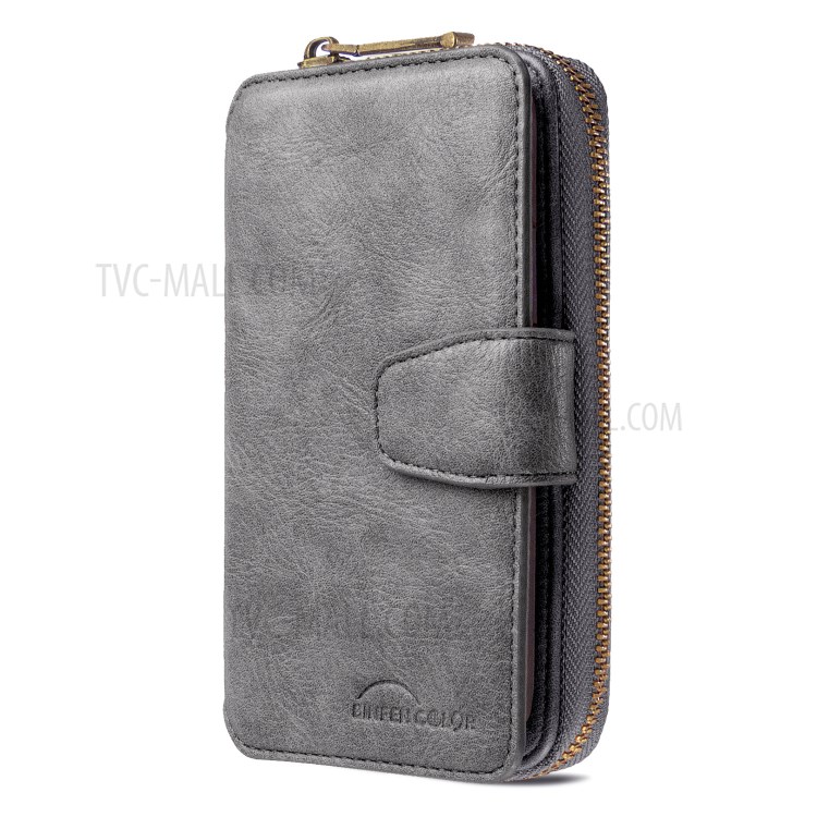 BF001 Leather Protective Shell Zip Wallet Case for iPhone X/XS 5.8 inch - Grey-6