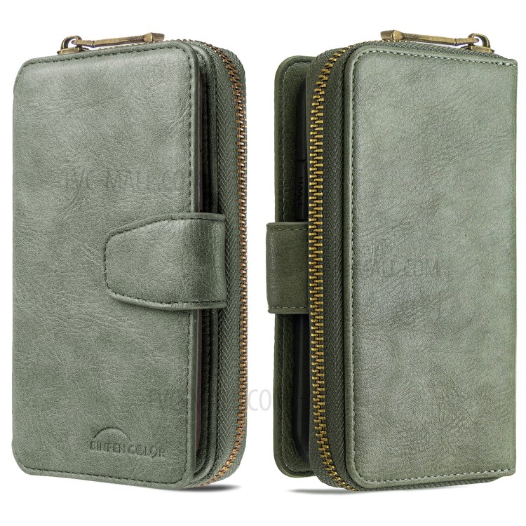 BF001 Leather Protective Shell Zip Wallet Case for iPhone X/XS 5.8 inch - Green-2