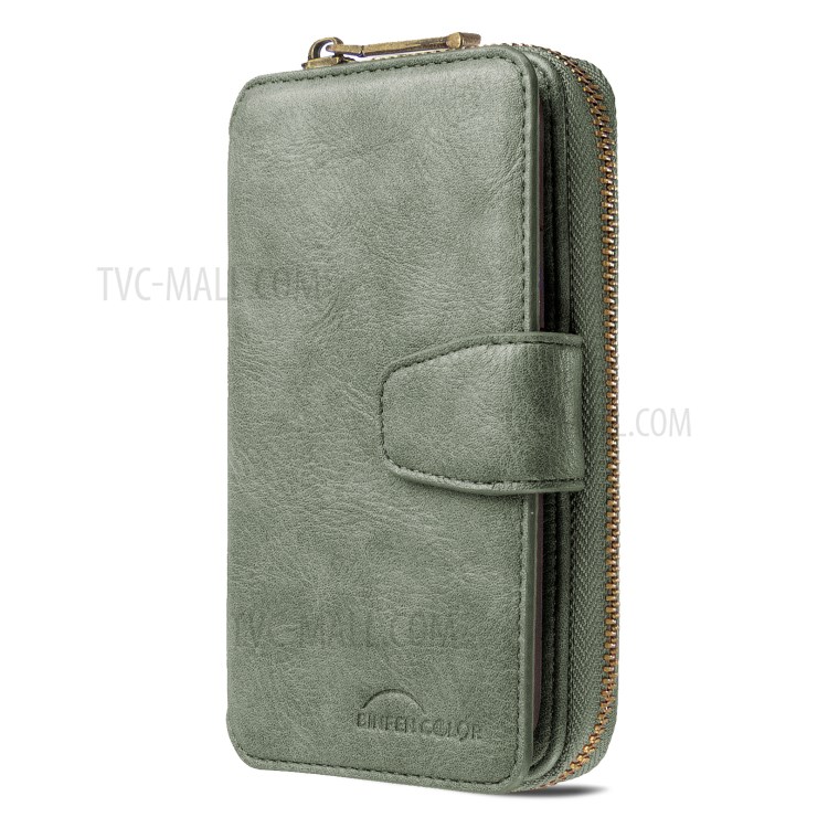 BF001 Leather Protective Shell Zip Wallet Case for iPhone X/XS 5.8 inch - Green-6