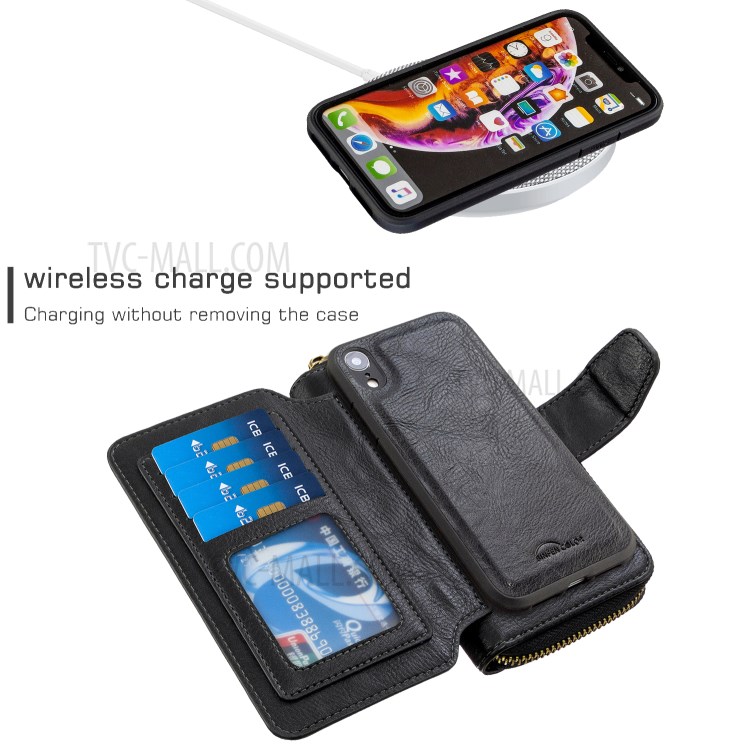 Zipper Wallet Design Leather Phone Protective Cover Shell for iPhone XR 6.1-inch - Black-3