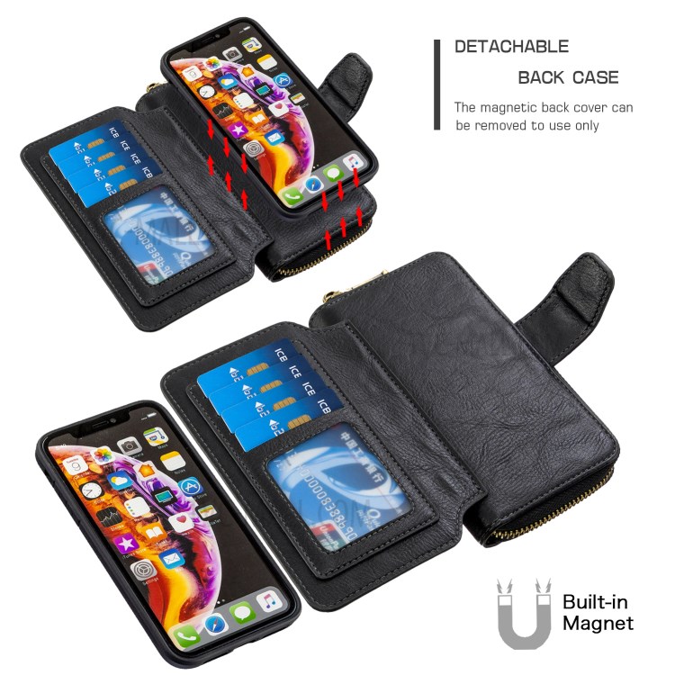 Zipper Wallet Design Leather Phone Protective Cover Shell for iPhone XR 6.1-inch - Black-4