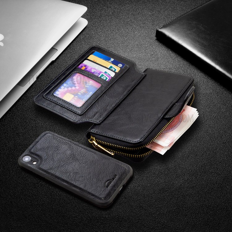 Zipper Wallet Design Leather Phone Protective Cover Shell for iPhone XR 6.1-inch - Black-8