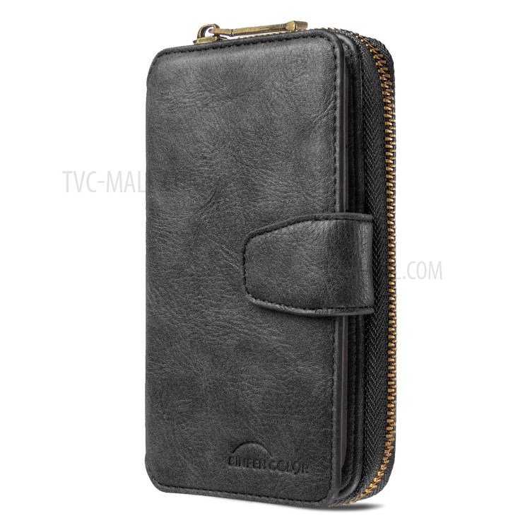 Zipper Wallet Design Leather Phone Protective Cover Shell for iPhone 11 6.1-inch - Black-6