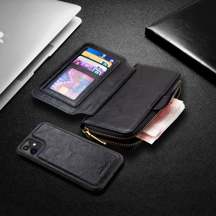 Zipper Wallet Design Leather Phone Protective Cover Shell for iPhone 11 6.1-inch - Black-8