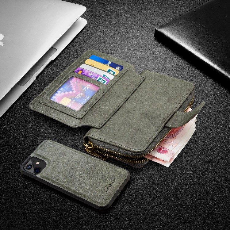 Zipper Wallet Design Leather Phone Protective Cover Shell for iPhone 11 6.1-inch - Green-8