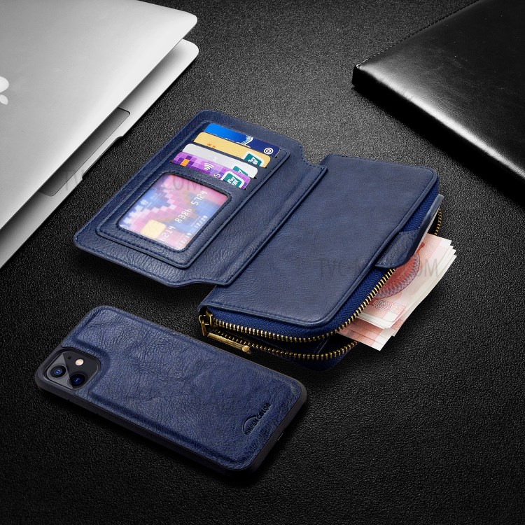 Zipper Wallet Design Leather Phone Protective Cover Shell for iPhone 11 6.1-inch - Blue-8