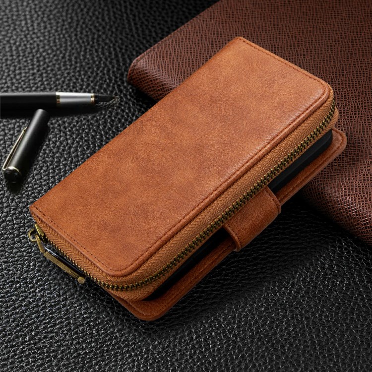 Zipper Wallet Design Leather Phone Protective Cover Shell for iPhone 11 6.1-inch - Brown-10