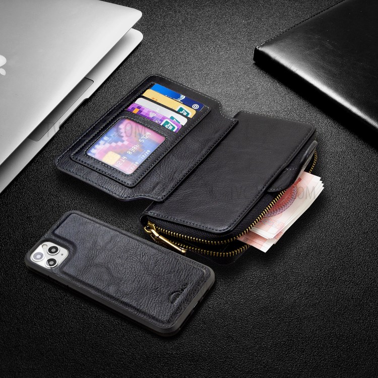 Zipper Wallet Design Leather Phone Protective Cover Shell for iPhone 11 Pro Max 6.5-inch - Black-8