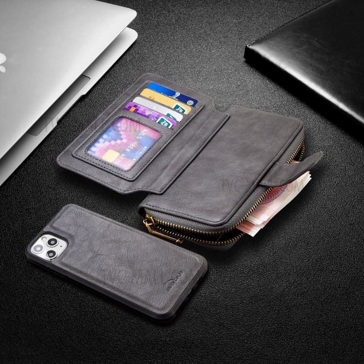 Zipper Wallet Design Leather Phone Protective Cover Shell for iPhone 11 Pro Max 6.5-inch - Grey-8