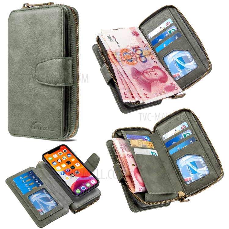 Zipper Wallet Design Leather Phone Protective Cover Shell for iPhone 11 Pro Max 6.5-inch - Green-1