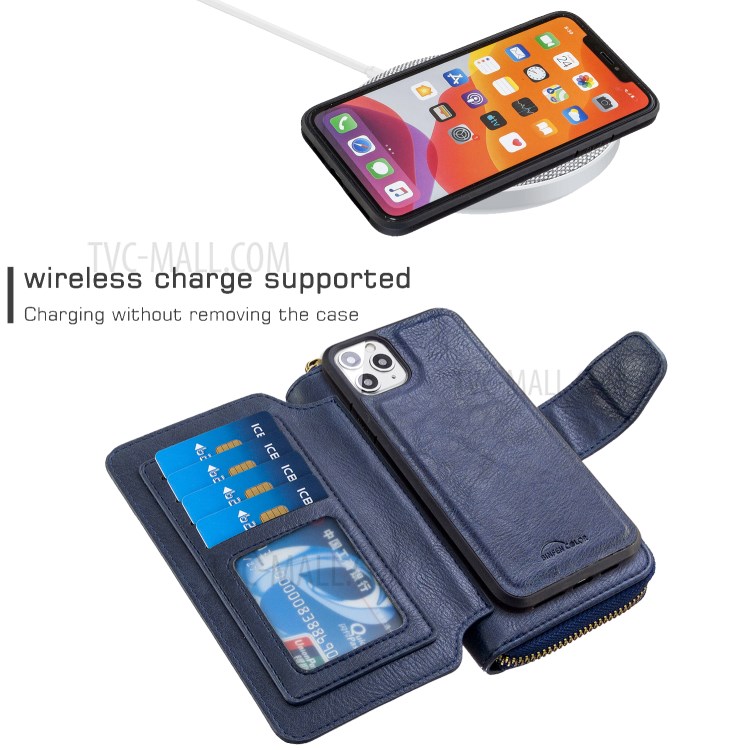 Zipper Wallet Design Leather Phone Protective Cover Shell for iPhone 11 Pro Max 6.5-inch - Blue-3