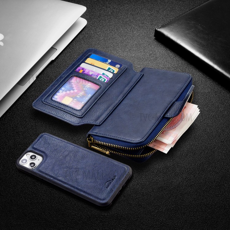 Zipper Wallet Design Leather Phone Protective Cover Shell for iPhone 11 Pro Max 6.5-inch - Blue-8