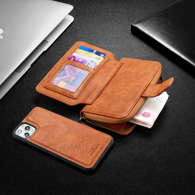 Zipper Wallet Design Leather Phone Protective Cover Shell for iPhone 11 Pro Max 6.5-inch - Brown-8
