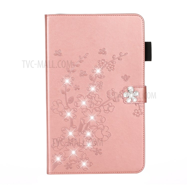 Imprint Flower Rhinestone Decor Wallet Leather Stand Tablet Case for iPad Pro 11-inch (2020)/(2018) - Rose Gold-2