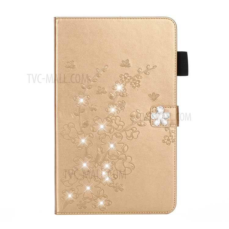 Imprint Flower Rhinestone Decor Wallet Leather Stand Tablet Case for iPad Pro 11-inch (2020)/(2018) - Gold-1