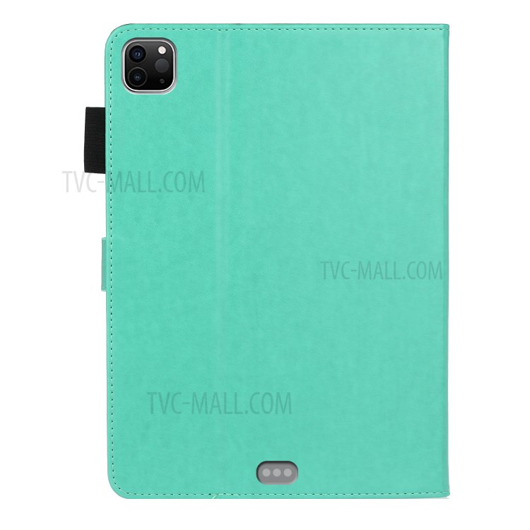 Imprint Flower Rhinestone Decor Wallet Leather Stand Tablet Case for iPad Pro 11-inch (2020)/(2018) - Cyan-2