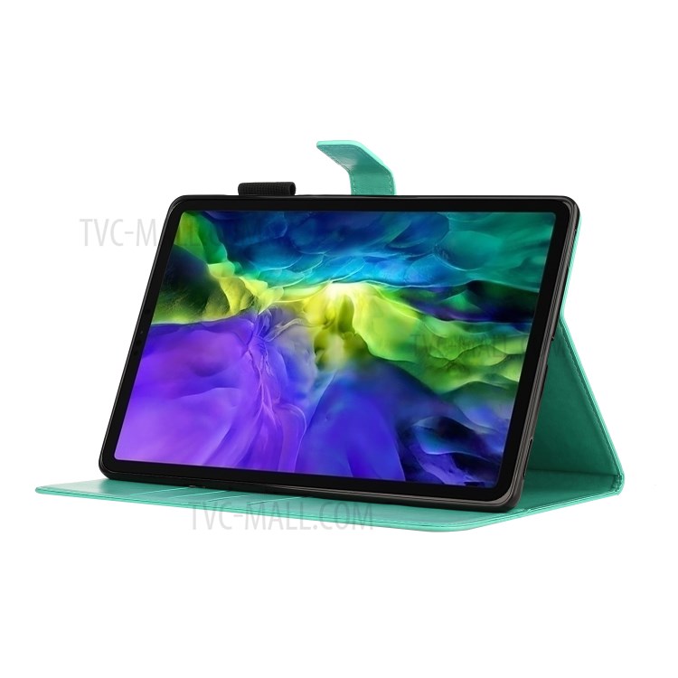 Imprint Flower Rhinestone Decor Wallet Leather Stand Tablet Case for iPad Pro 11-inch (2020)/(2018) - Cyan-3