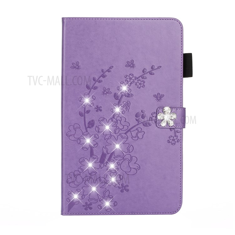 Imprint Flower Rhinestone Decor Wallet Leather Stand Tablet Case for iPad Pro 11-inch (2020)/(2018) - Purple-1