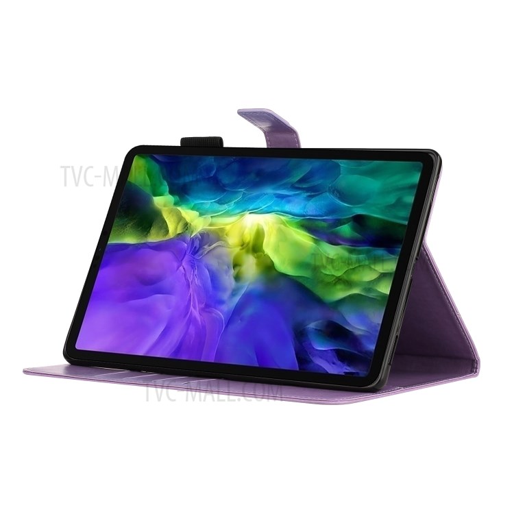 Imprint Flower Butterfly Rhinestone Decor Wallet Leather Tablet Shell for iPad Pro 11-inch (2020)/(2018) - Purple-3