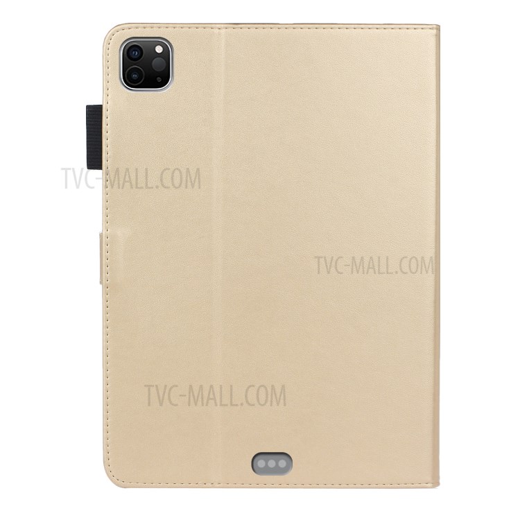 Imprint Plum Blossom Leather Wallet Stand Tablet Case for iPad Pro 11-inch (2020)/(2018) - Gold-2