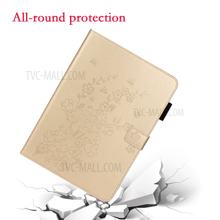 Imprint Plum Blossom Leather Wallet Stand Tablet Case for iPad Pro 11-inch (2020)/(2018) - Gold-6